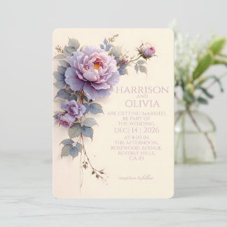 Lavender-Pink Peony Elegant Romantic Wedding Invitation