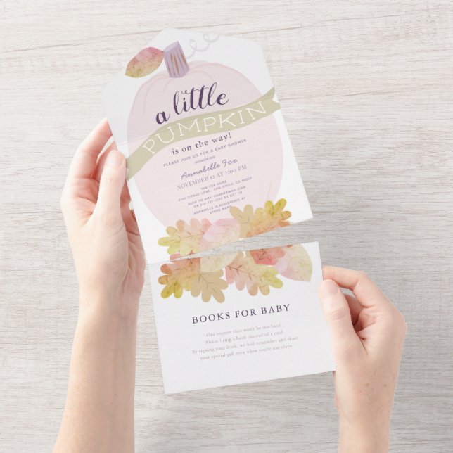 Lavender Pink Pumpkin Baby Shower All In One Invitation (Tearaway)