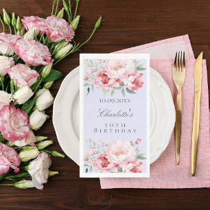 Lavender pink roses florals elegant birthday napkin