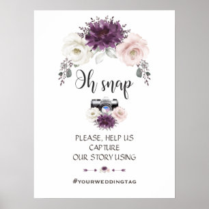 Lavender Pink White Floral Oh Snap Instagram Sign