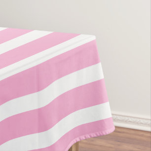 Lavender Pink White Simple Horizontal Striped Tablecloth