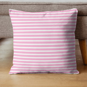 Lavender Pink White Simple Horizontal Striped Throw Pillow