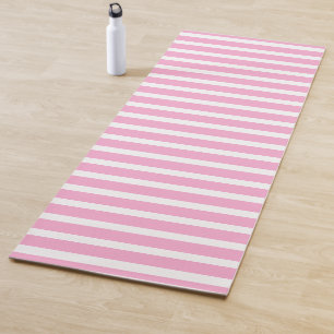 Lavender Pink White Simple Horizontal Striped Yoga Mat