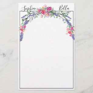 Lavender Pink Wild Rose and Eucalyptus Stationery