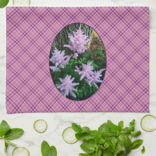 Lavender Plaid Butterfly Bush Floral Hand Towel