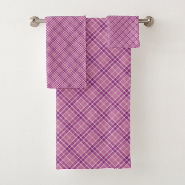 Lavender Plaid Pattern  Bath Towel Set (Insitu)