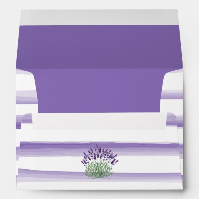 Lavender Plant with Purple Watercolor Stripes Envelope (Back (Bottom))