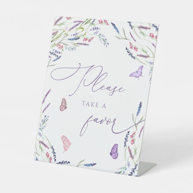 Lavender Please Take One Favours Pedestal Sign (Front)