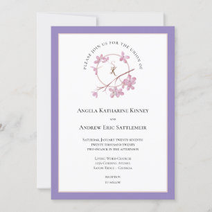 Lavender Plum Blossom Initiales Invitation