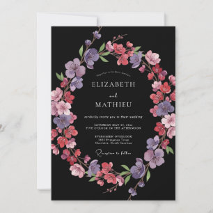 Lavender Plum Painterly Botanical Wedding Invitation