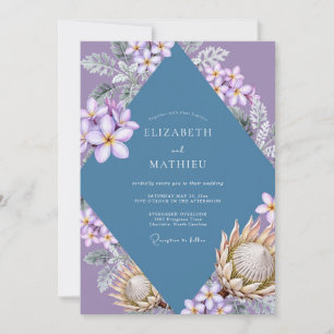 Lavender Plumeria Tropical Eucalyptus Wedding Invitation