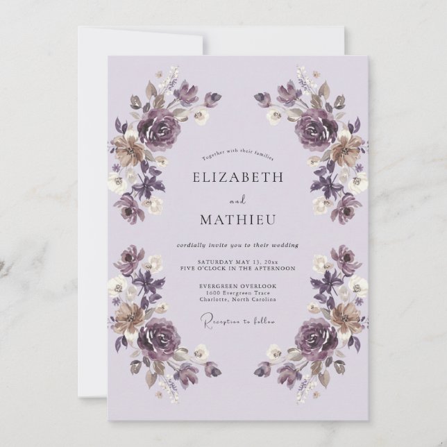 Lavender Polished Vintage Wedding Invitation (Front)