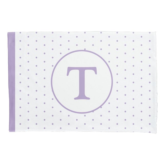 Lavender Polka-Dot Girl's Monogram Pillowcase (Front)
