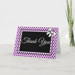 Lavender Polka Dots Bows Thank You Card