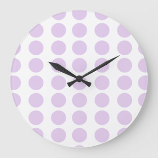 Lavender Polka Dots Design Large Clock