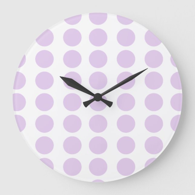 Lavender Polka Dots Design Large Clock (Front)