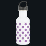 Lavender polka dots on white 532 ml water bottle<br><div class="desc">Lavender and white polka dots</div>
