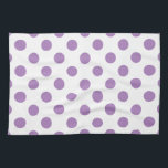 Lavender polka dots on white kitchen towel<br><div class="desc">Lavender and white polka dots</div>