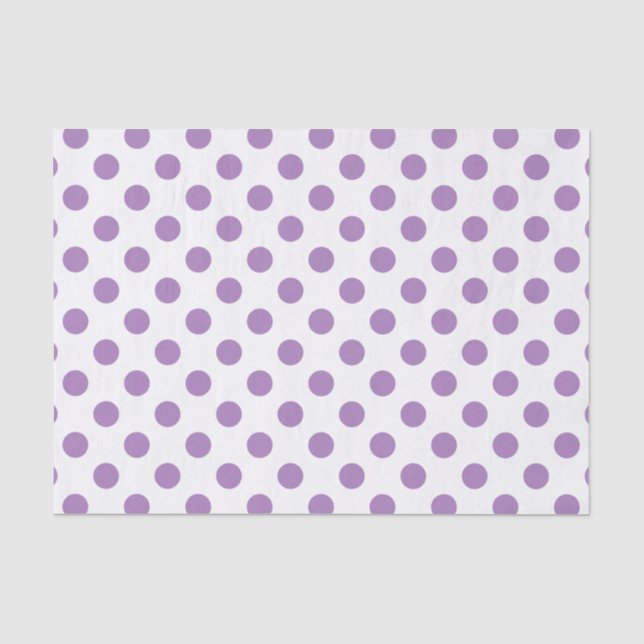 Lavender polka dots on white tissue paper (Front)