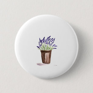 Lavender pot flower 2 inch round button