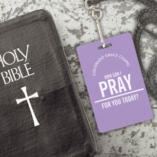 Lavender prayer church volunteers id badge