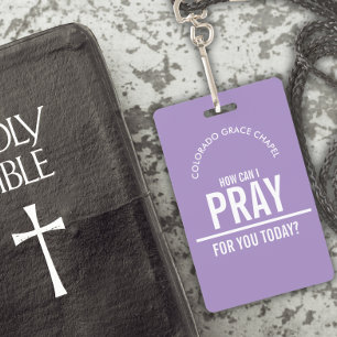 Lavender prayer church volunteers id badge