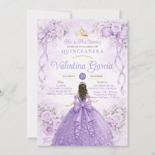  Lavender Princess Quinceañera Purple Lilac Invitation