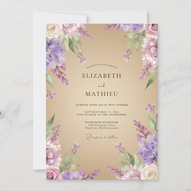 Lavender Pristine Country Wedding Invitation (Front)