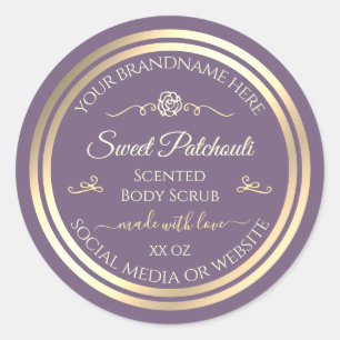 Lavender Product Label Gold Frame and Vintage Rose