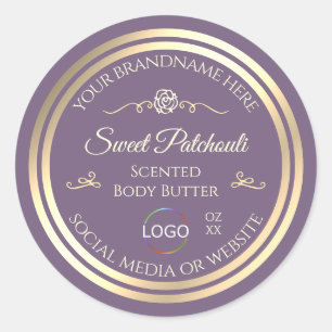 Lavender Product Label with Gold Frame and Logo