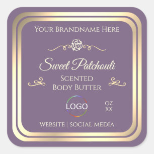 Lavender Product Label with Gold Frame and Logo