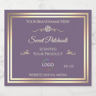 Lavender Product Label with Gold Frame and Logo