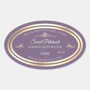 Lavender Product Label with Gold Frame and Logo
