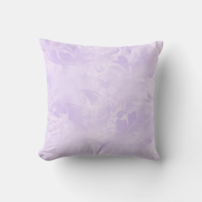 Lavender Purple Abstract Feather Pattern Throw Pillow (Front)