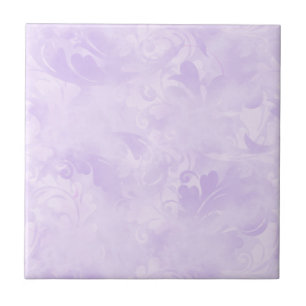 Lavender Purple Abstract Feather Pattern Tile
