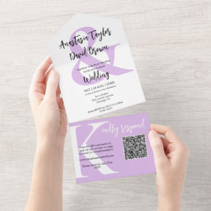 Lavender Purple Ampersand QR Code All In One Invitation