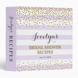 Lavender Purple and Gold Bridal Shower Recipe Book Binder