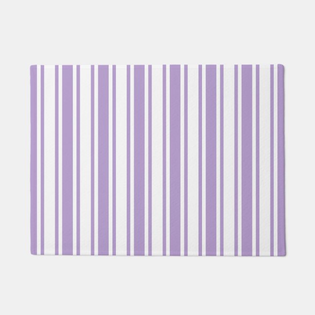 Lavender purple and white candy stripes doormat (Front)