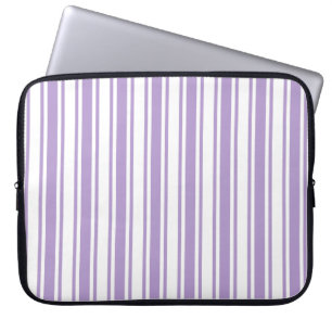 Lavender purple and white candy stripes laptop sleeve
