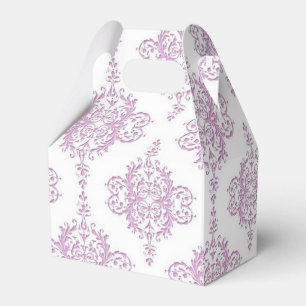 Lavender Purple and White Damask Pattern Favor Box