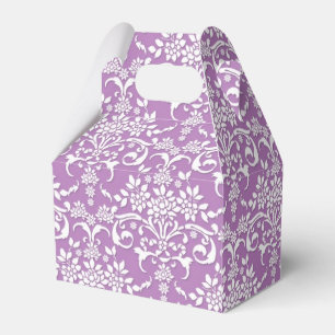 Lavender Purple and White Floral Damask Pattern Favor Box