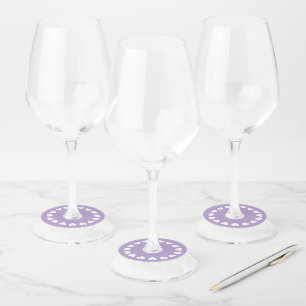 Lavender purple and white hearts custom wedding wine glass tag
