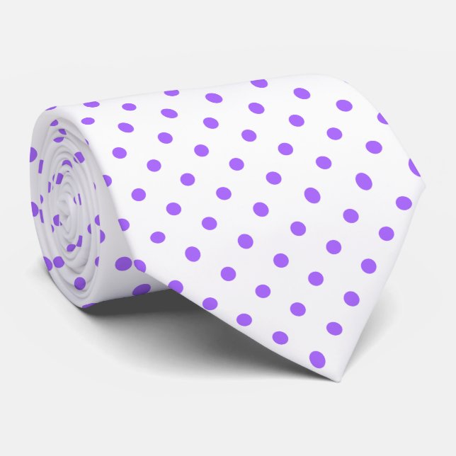 Lavender Purple and White Polka Dot Necktie (Rolled)