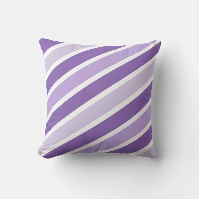 Lavender Purple And White Stripes Modern Patttern Throw Pillow (Front)