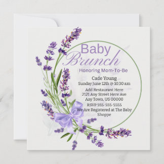 Lavender/Purple Baby Shower/Baby Brunch Invitation