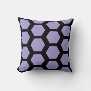 Lavender purple black honeycomb hexagon geometric throw pillow