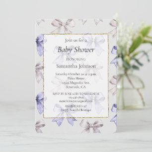 Lavender Purple Bows Baby Shower Invitation