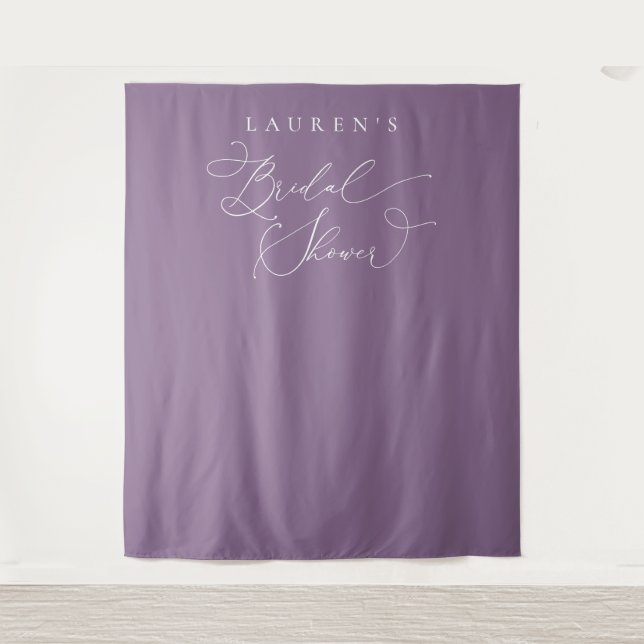 Lavender Purple Bridal Shower Photo Backdrop Tapestry (Front)