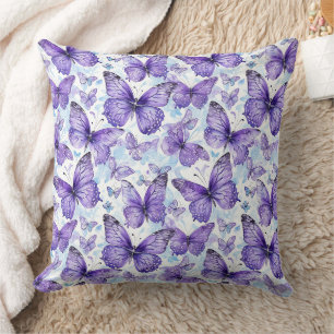 Lavender Purple Butterfly Pattern Throw Pillow
