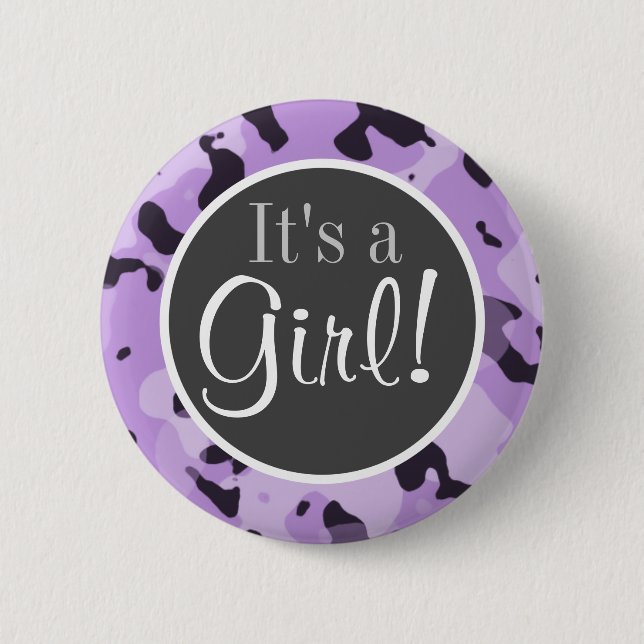 Lavender Purple Camo; Camouflage 2 Inch Round Button (Front)